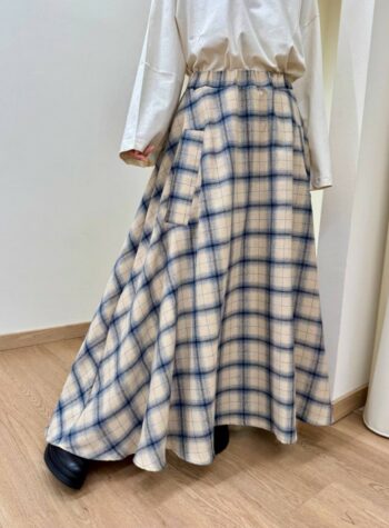Shop Online Gonna lunga check beige e blu Vicolo