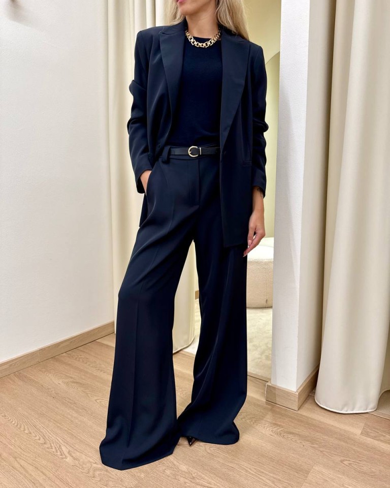 Pantalone palazzo fluido con cintura nero Susy Mix Shop Online Pantalone palazzo fluido con cintura nero Susy Mix