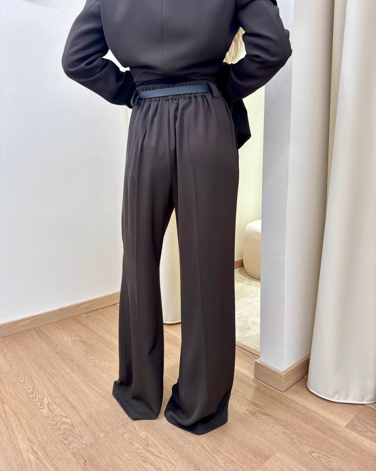 Pantalone palazzo fluido con cintura moro Susy Mix Shop Online Pantalone palazzo fluido con cintura moro Susy Mix