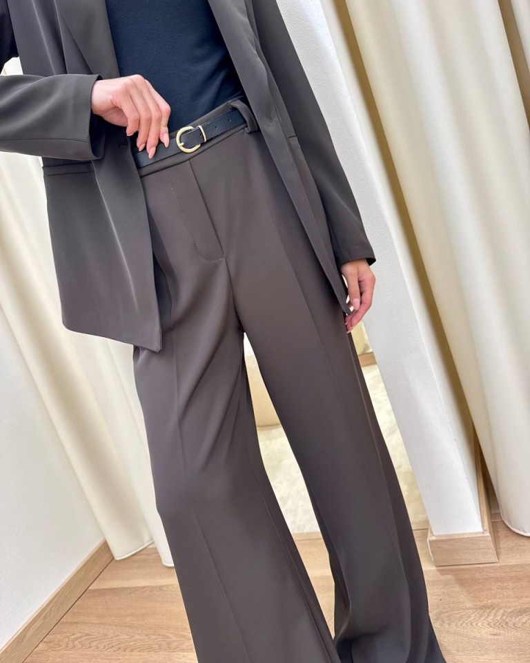 Pantalone palazzo fluido con cintura moro Susy Mix Shop Online Pantalone palazzo fluido con cintura moro Susy Mix