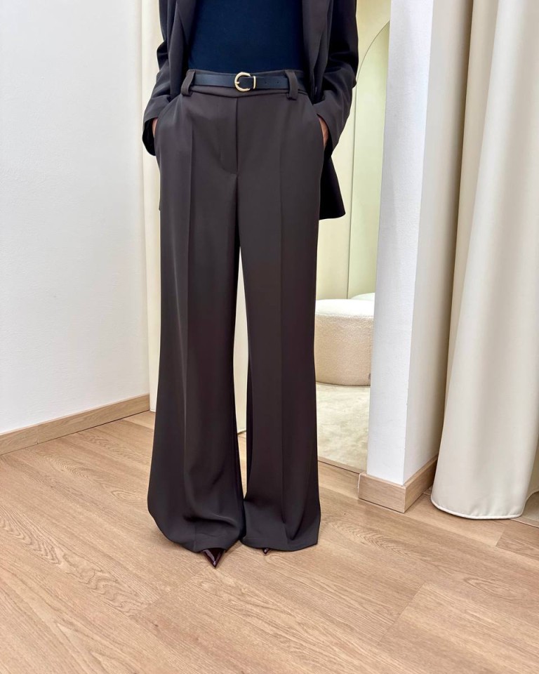 Pantalone palazzo fluido con cintura moro Susy Mix Shop Online Pantalone palazzo fluido con cintura moro Susy Mix