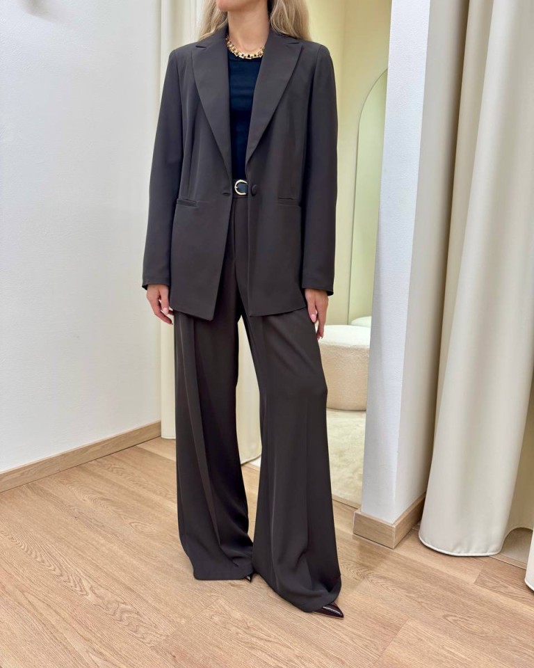 Pantalone palazzo fluido con cintura moro Susy Mix Shop Online Pantalone palazzo fluido con cintura moro Susy Mix