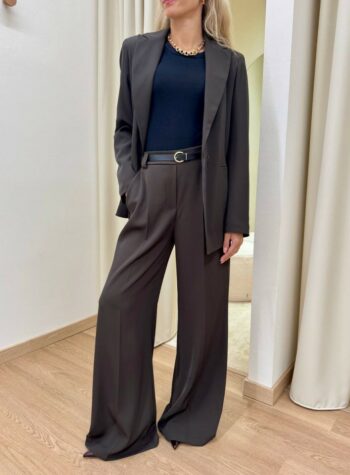 Shop Online Pantalone palazzo fluido con cintura moro Susy Mix