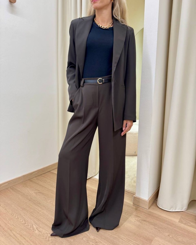 Pantalone palazzo fluido con cintura moro Susy Mix Shop Online Pantalone palazzo fluido con cintura moro Susy Mix