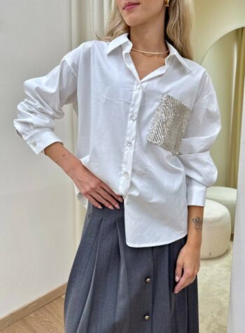 Shop Online Camicia taschino paillettes bianca Susy Mix