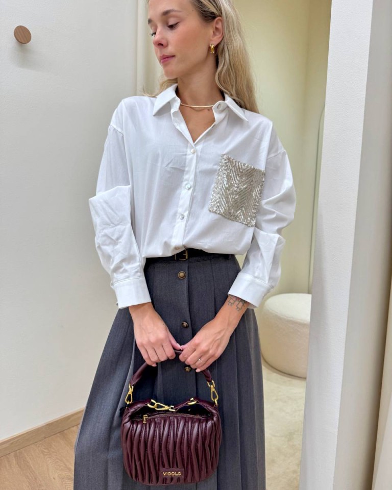 Camicia taschino paillettes bianca Susy Mix Shop Online Camicia taschino paillettes bianca Susy Mix