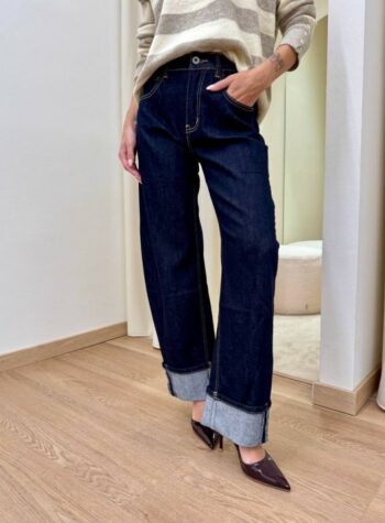 Shop Online Jeans ballon con risvolto blu scuro Susy Mix