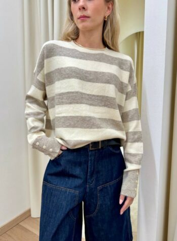 Shop Online Maglione a righe crema e beige Susy Mix