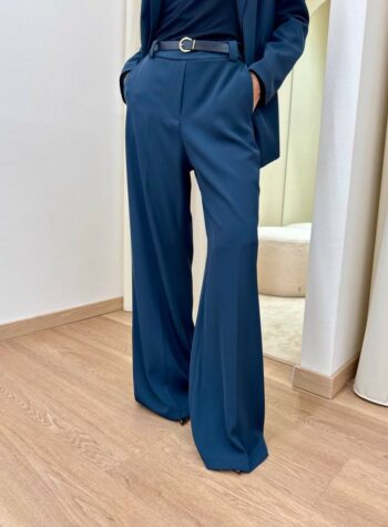 Shop Online Pantalone palazzo fluido con cintura blu Susy Mix