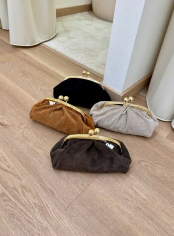 Shop Online Borsa clutch in camoscio moro