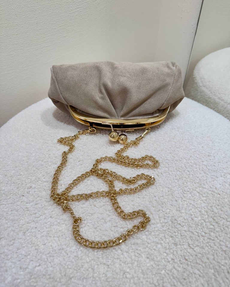 Borsa clutch in camoscio sabbia Shop Online Borsa clutch in camoscio sabbia