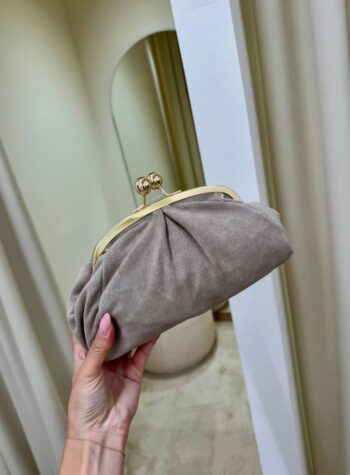 Shop Online Borsa clutch in camoscio sabbia