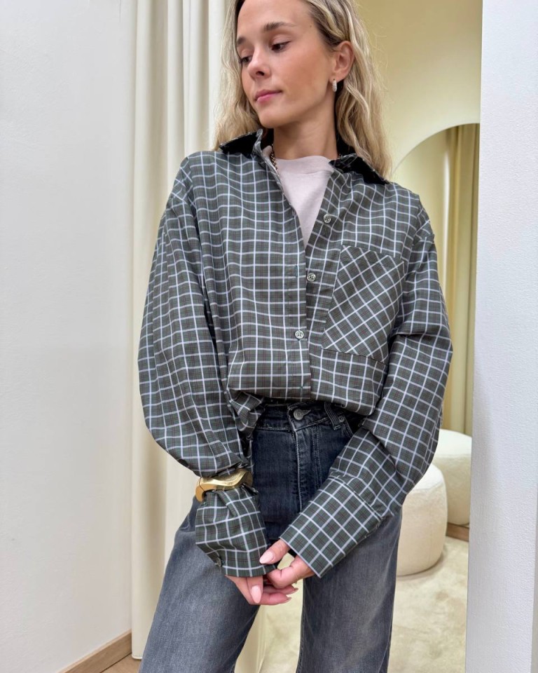 Camicia check militare e lilla HaveOne Shop Online Camicia check militare e lilla HaveOne