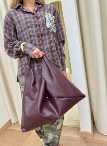 Shop Online Borsa shopper vera pelle vino
