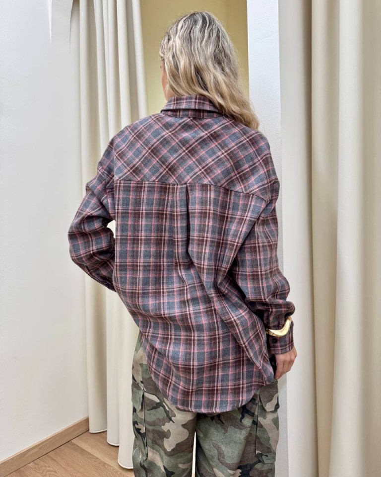 Camicia check rosa taschino paillettes Tensione In Shop Online Camicia check rosa taschino paillettes Tensione In