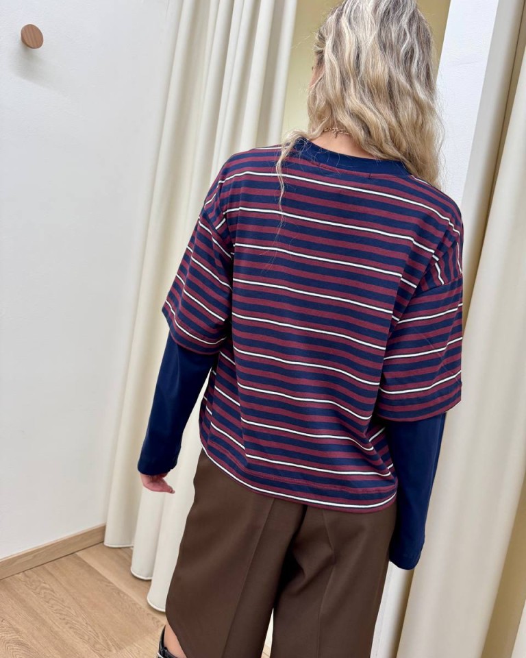 Maglia doppia manica righe blu e bordeaux HaveOne Shop Online Maglia doppia manica righe blu e bordeaux HaveOne