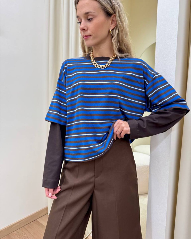 Maglia doppia manica righe blu e moro HaveOne Shop Online Maglia doppia manica righe blu e moro HaveOne