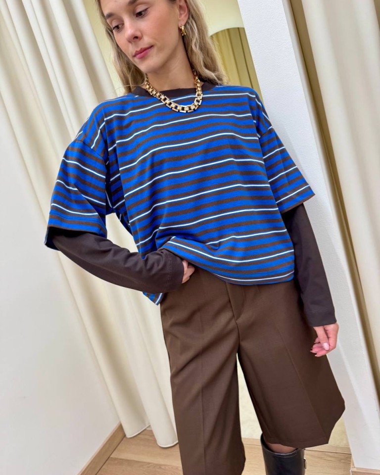 Maglia doppia manica righe blu e moro HaveOne Shop Online Maglia doppia manica righe blu e moro HaveOne