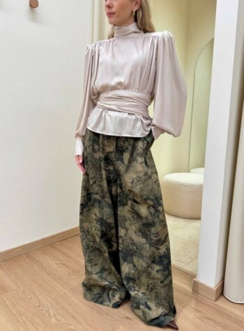 Shop Online Blusa effetto laminato e fusciacca burro HaveOne
