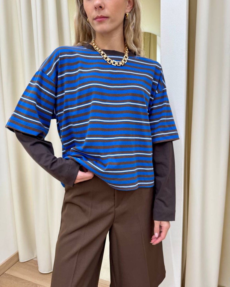 Maglia doppia manica righe blu e moro HaveOne Shop Online Maglia doppia manica righe blu e moro HaveOne