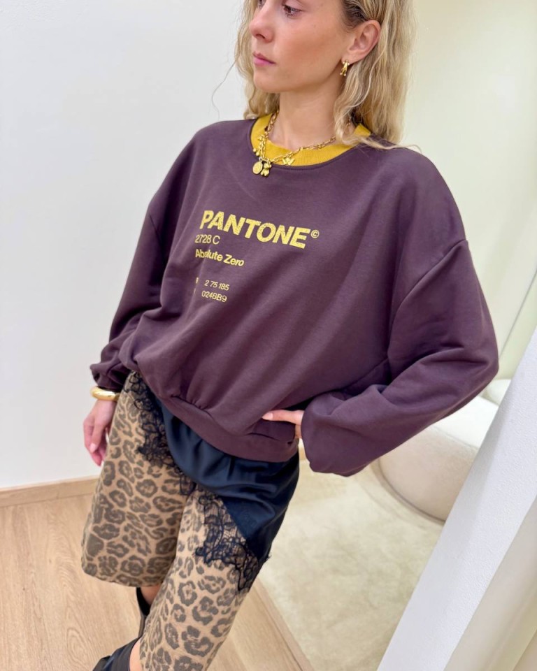 Felpa over stampa Pantone moro e senape HaveOne Shop Online Felpa over stampa Pantone moro e senape HaveOne