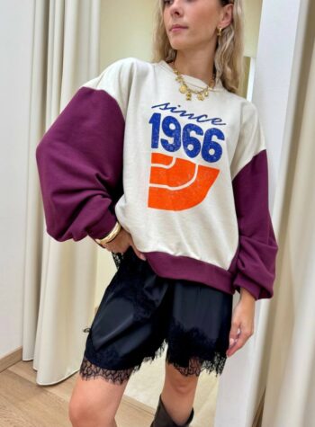 Shop Online Felpa over stampa "since 1966" burro e vino HaveOne