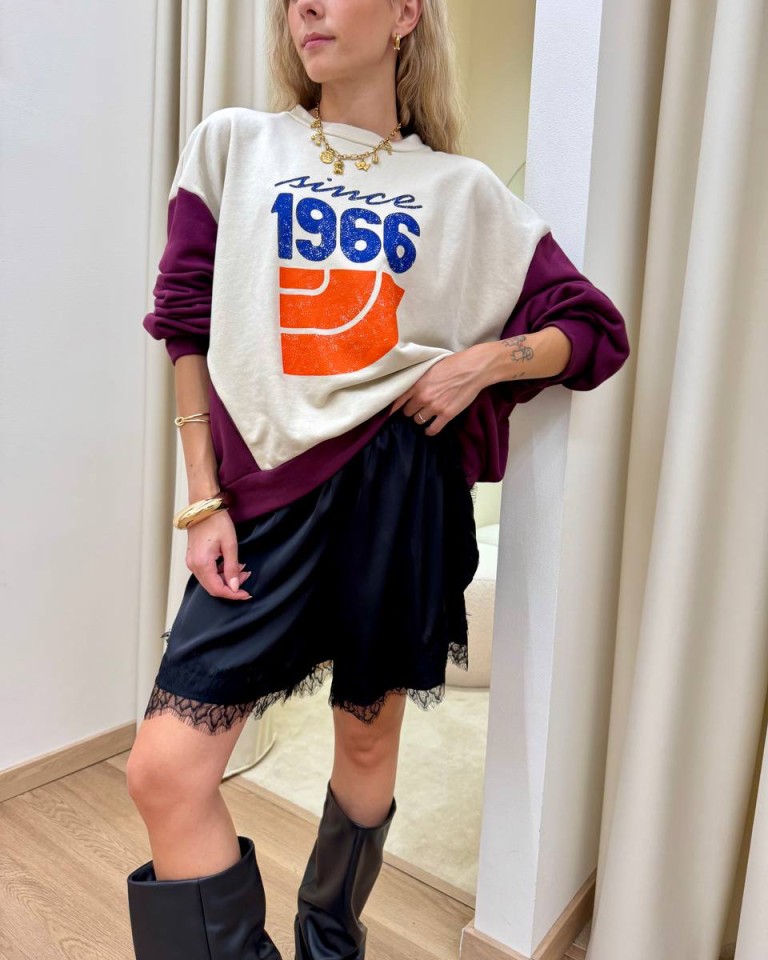 Felpa over stampa "since 1966" burro e vino HaveOne Shop Online Felpa over stampa "since 1966" burro e vino HaveOne