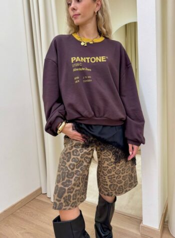 Shop Online Felpa over stampa Pantone moro e senape HaveOne