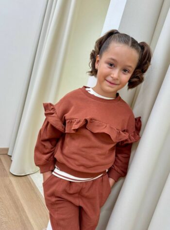 Shop Online Felpa rouches ruggine Lil' Atelier