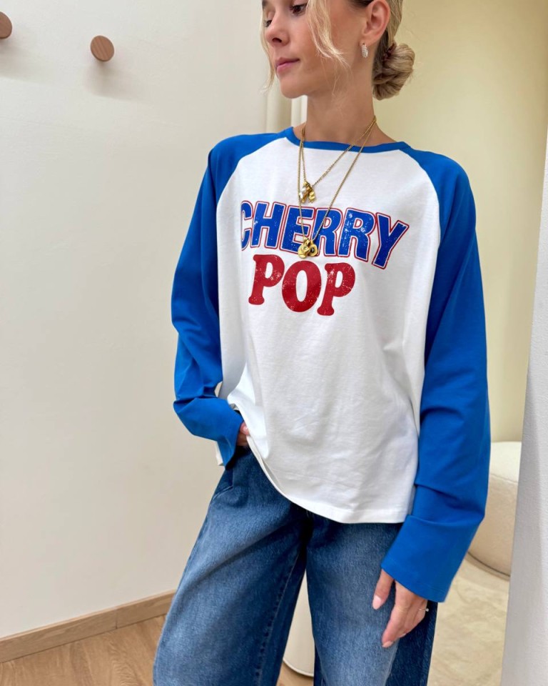 Maglia burro stampa "Cherry Pop" blu e bordeaux HaveOne Shop Online Maglia burro stampa "Cherry Pop" blu e bordeaux HaveOne