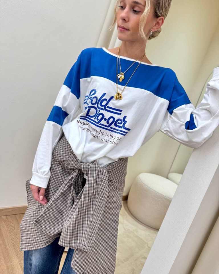 Maglia stampa "Gold digă»ger" panna e blu HaveOne Shop Online Maglia stampa "Gold digă»ger" panna e blu HaveOne