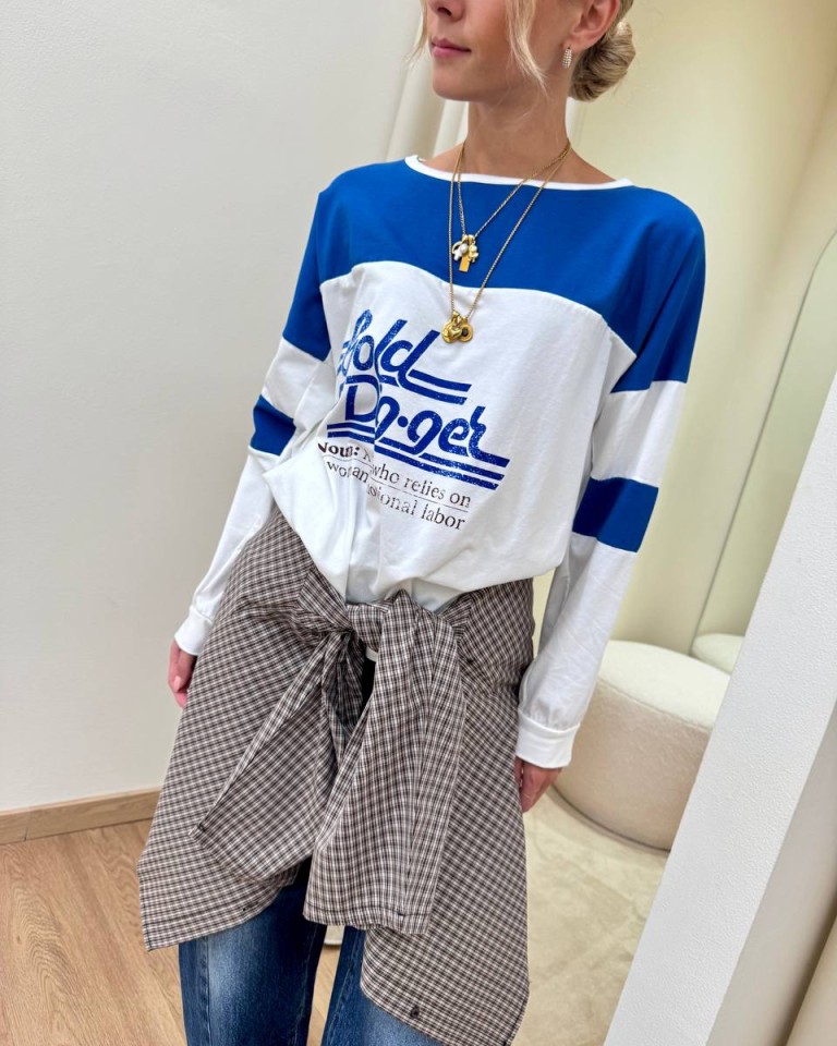 Maglia stampa "Gold digă»ger" panna e blu HaveOne Shop Online Maglia stampa "Gold digă»ger" panna e blu HaveOne