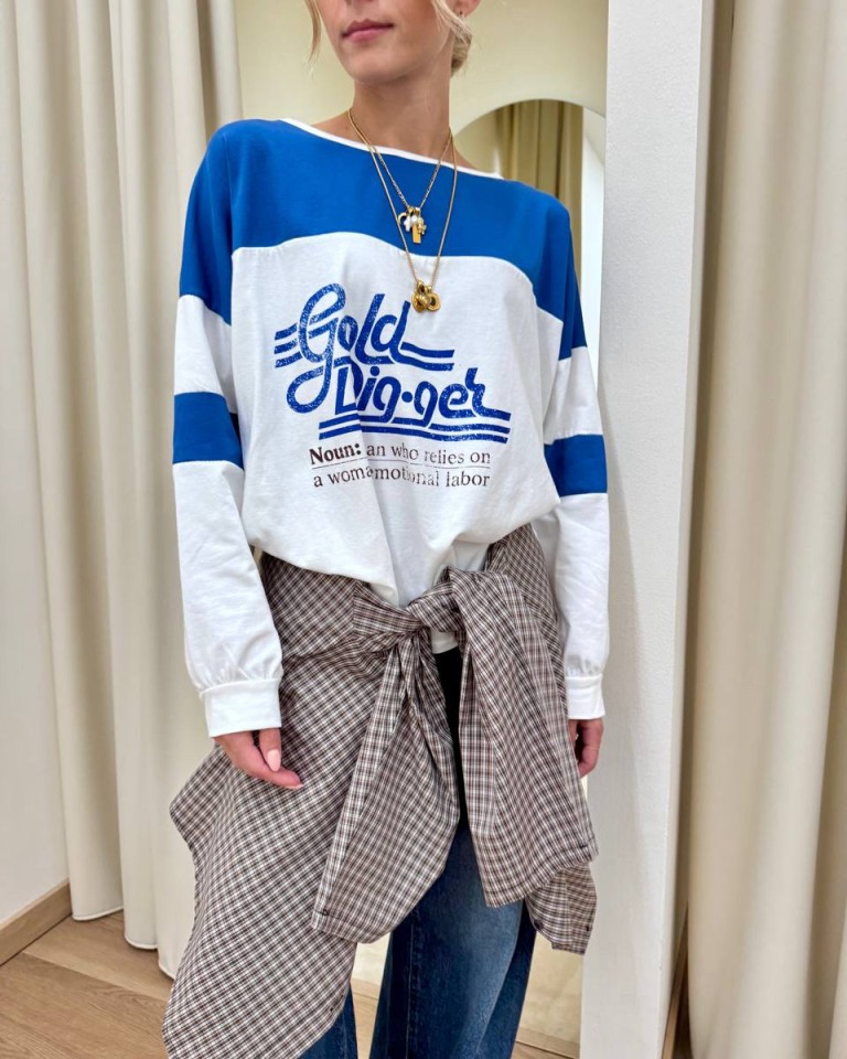 Maglia stampa "Gold digă»ger" panna e blu HaveOne Shop Online Maglia stampa "Gold digă»ger" panna e blu HaveOne