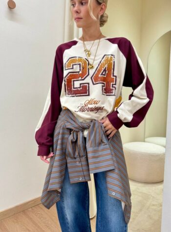 Shop Online Maglia stampa "24" burro vino e ocra HaveOne