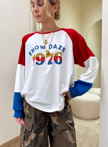 Shop Online Maglia burro stampa "1976" rossa e blu HaveOne