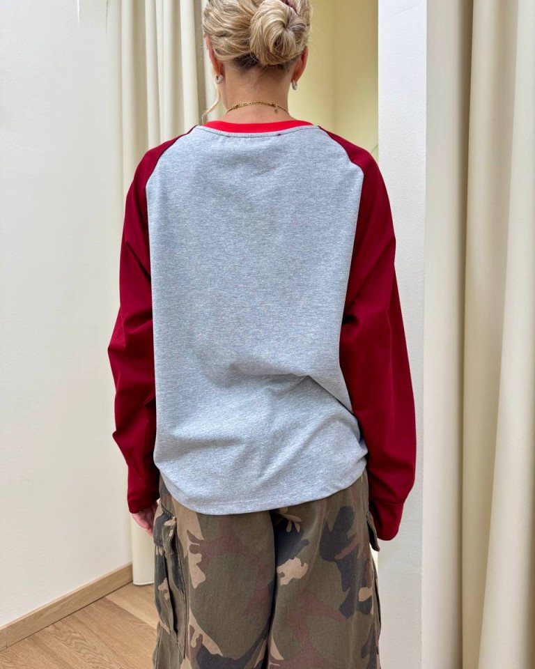 Maglia stampa Montgomery grigio e bordeaux HaveOne Shop Online Maglia stampa Montgomery grigio e bordeaux HaveOne