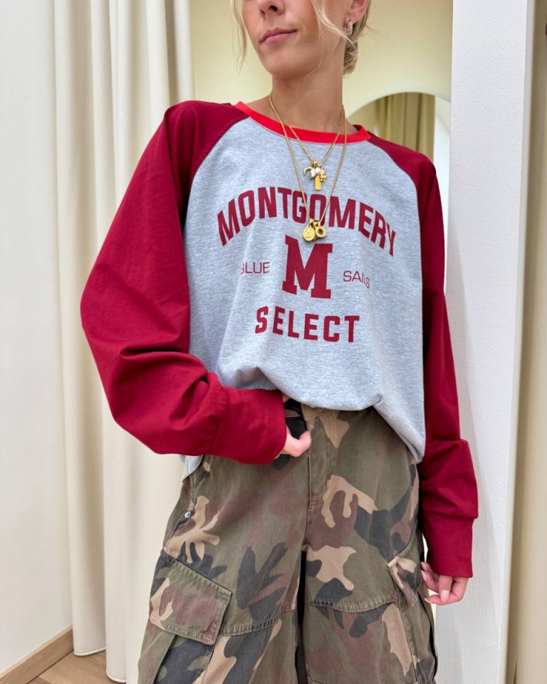 Maglia stampa Montgomery grigio e bordeaux HaveOne Shop Online Maglia stampa Montgomery grigio e bordeaux HaveOne