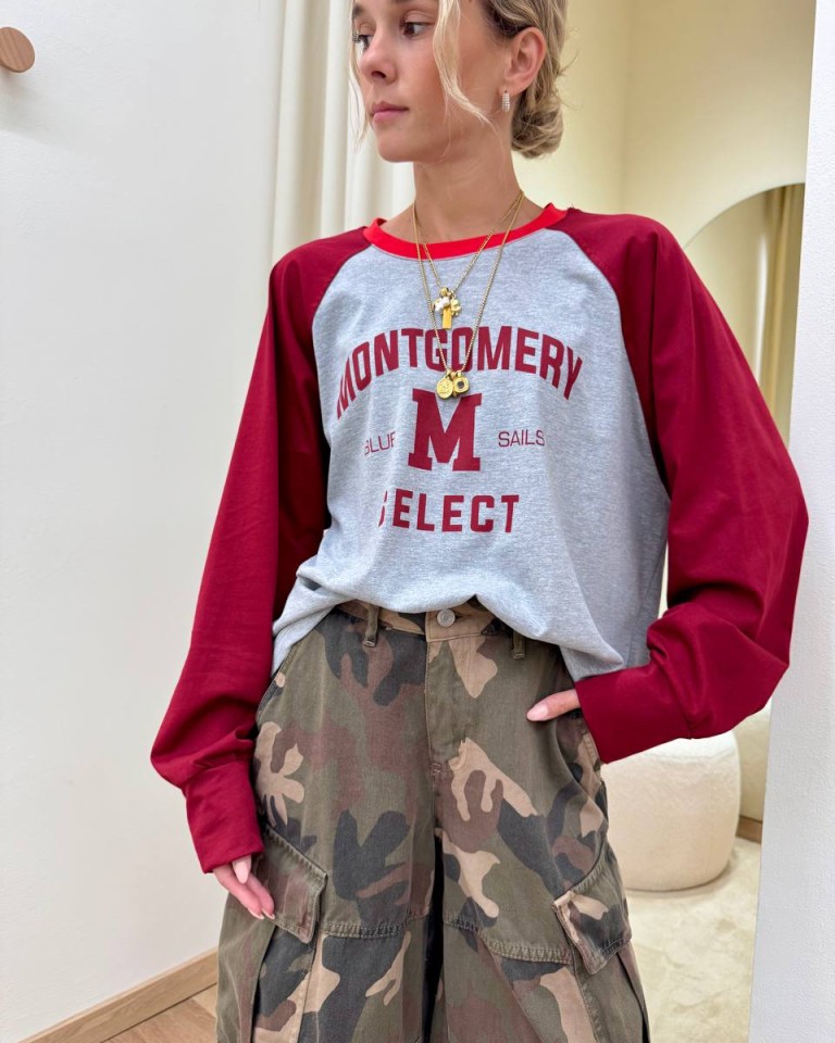 Maglia stampa Montgomery grigio e bordeaux HaveOne Shop Online Maglia stampa Montgomery grigio e bordeaux HaveOne