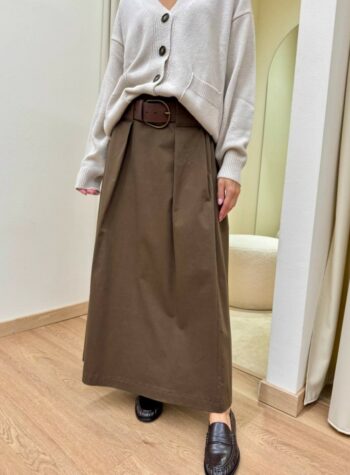 Shop Online Gonna longuette pieghe moro e cintura Tensione In