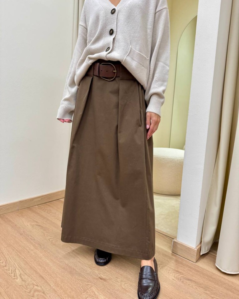 Gonna longuette pieghe moro e cintura Tensione In Shop Online Gonna longuette pieghe moro e cintura Tensione In