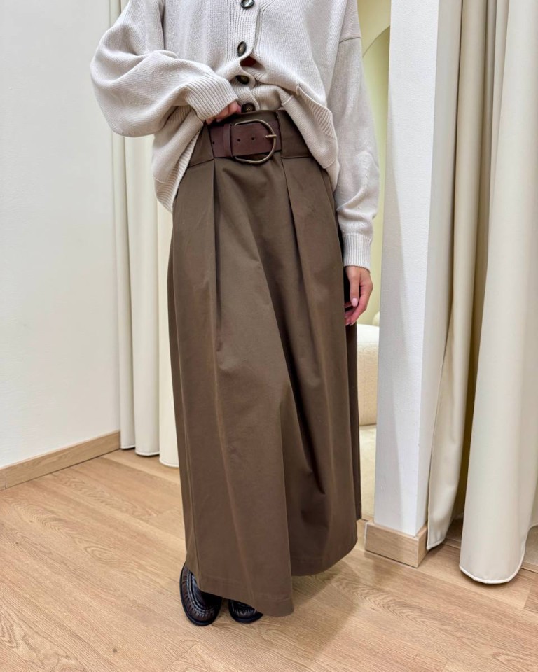 Gonna longuette pieghe moro e cintura Tensione In Shop Online Gonna longuette pieghe moro e cintura Tensione In