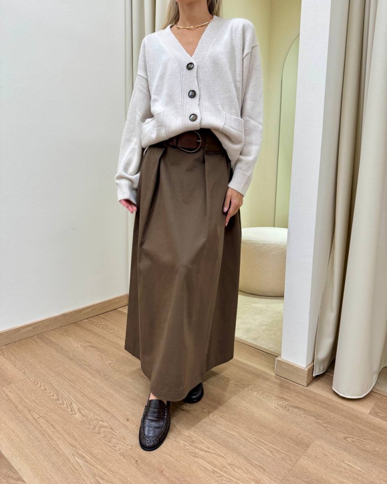 Gonna longuette pieghe moro e cintura Tensione In Shop Online Gonna longuette pieghe moro e cintura Tensione In