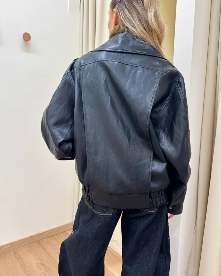 Bomber ecopelle pieghe schiena nero Tensione In Shop Online Bomber ecopelle pieghe schiena nero Tensione In
