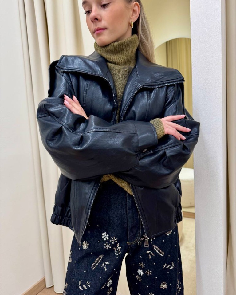 Bomber ecopelle pieghe schiena nero Tensione In Shop Online Bomber ecopelle pieghe schiena nero Tensione In