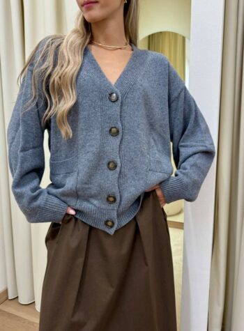 Shop Online Cardigan in maglia con tasche grigio Kontatto
