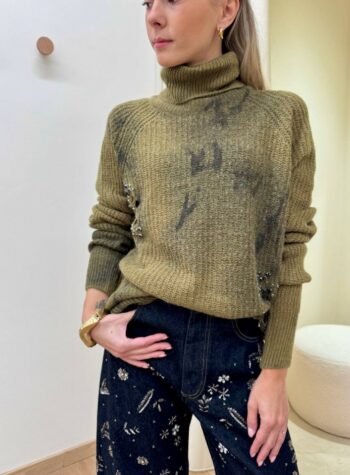 Shop Online Maglione militare invecchiato rotture e borchie Souvenir