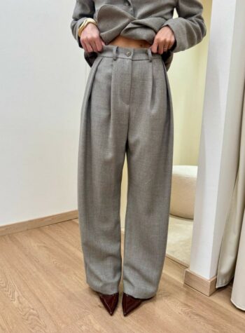 Shop Online Pantalone palazzo con pinces tortora Tensione In