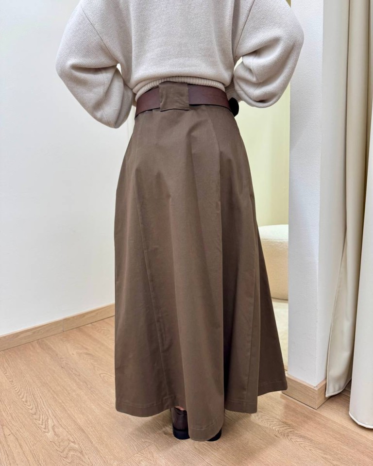 Gonna longuette pieghe moro e cintura Tensione In Shop Online Gonna longuette pieghe moro e cintura Tensione In