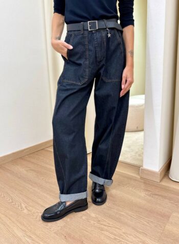 Shop Online Pantalone denim barrel con cintura Susy Mix