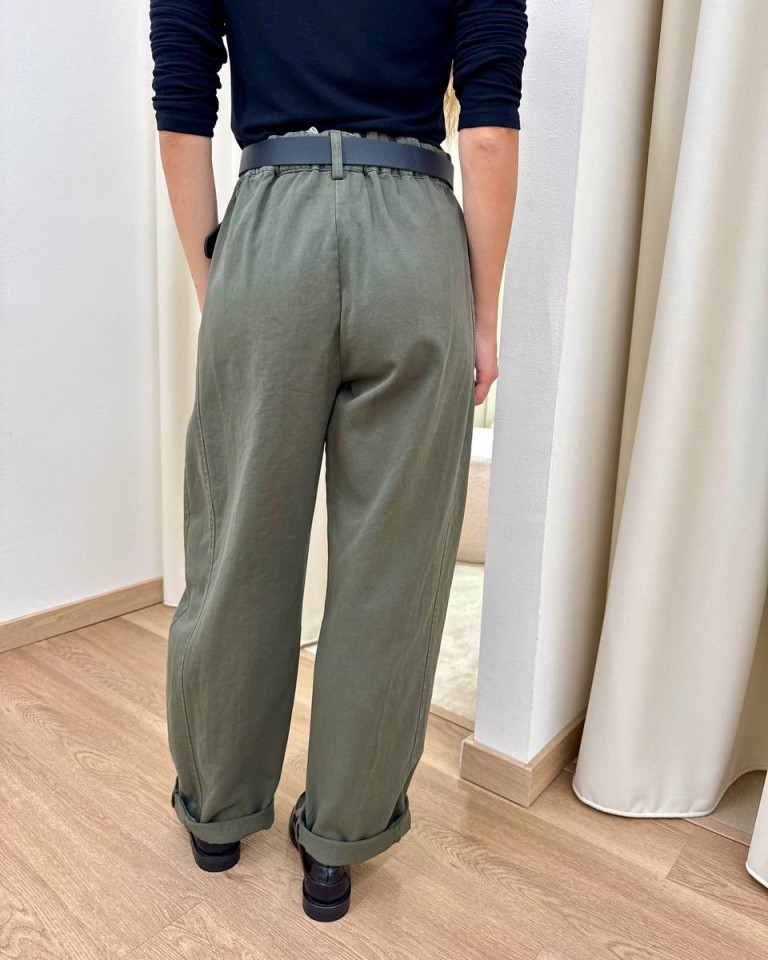 Pantalone cotone barrel militare con cintura Susy Mix Shop Online Pantalone cotone barrel militare con cintura Susy Mix